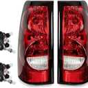 Silverado Tail Lights Compatible With 2003-2006 Chevy Silverado 1500/1500HD 2500/2500HD 3500 Driver and Passenger Side OE Style Rear Brake Lamps, Bulb and Harness Included (OEM Style)