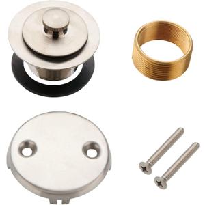 Bathtub Tub Drain Conversion Kit Assembly, Wellup Lift and Turn Twist Tub Drain Trim Kit with Two-Hole Overflow Faceplate, Brushed Nickel