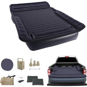 Camping Pickup Truck Bed Air Mattress, 5.5-6.5FT Full Size Thickened Self Inflating Outdoor Truck Bed Mattress, with Built-in USB Rechargeable Pump and 2 Pillows (84"x57"x10")