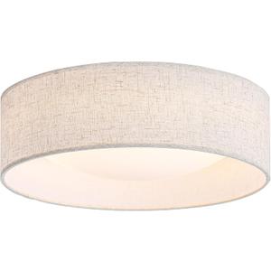CALOKES 13" Fabric Flush Mount Ceiling Light, 24W 3000K LED Closed to Ceiling Light Fixture with Classic Linen Drum Design for Bedrooms, Kitchen, Dining Room, Hallway (Beige)