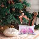 Purple Christmas Tree 12x20 Pillow Cover, Xmas Tree Decor, Preppy Purple Striped Christmas Tree Decorative Lumbar Pillow Covers for Farmhouse Home Bedroom Living Room Sofa Couch