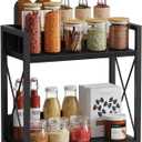 Giikin Kitchen Countertop Organizer, 2 Tier Coffee Bar Organizer, Black Spice Rack for Counter, Kitchen Counter Shelves, Particleboard, Large Size (15.8" L x 7.9" W x 15.8" H), Black