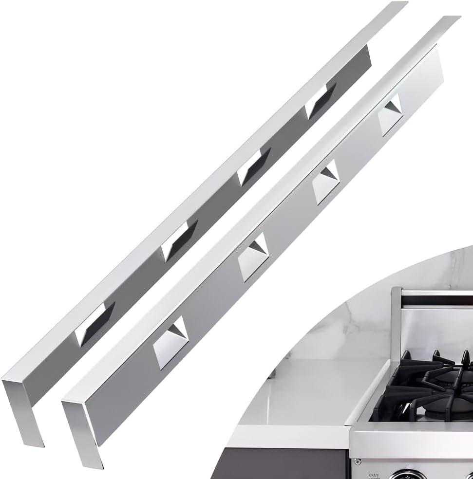 2Pcs Adjustable 23'4-26' Stove Gap Cover Range Gap Filler 316 Stainless Steel Counter Trim Kit Between Stove Edge and Counter Don't Melt Like Silicone Heat Resistant and Easy to Clean (Silver)