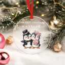 3 x Our First Christmas Married Ornament 2025, Cute Penguin Couple Married 3.54" Acrylic Ornament, First Christmas As Mr and Mrs, Newlywed Gifts for Couples - Bridal Shower, Just Married, Wedding Gifts
