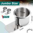 Leyndo 10 Pcs Jumbo Slide Under Stainless Steel Cup Holder Poker Table Slide in Cup Holders for Casino Poker Table, Work Desk and Boats, Rv Cars Trucks (3.5 Inch)