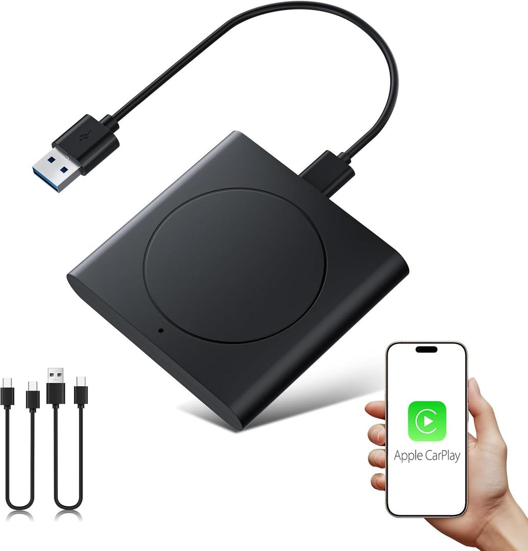 Wireless CarPlay Adapter 2025 Upgrade Bluetooth Dongle for Apple iPhone, Convert CarPlay from Wired to Wireless, Stable Control & No Delay, Plug and Play Car Accessories