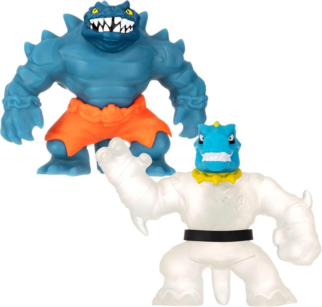 Heroes of Goo JIT Zu Glow Shifters - Versus Pack, Ultraglow Tyro VS Shadowclaw Rock Jaw. One with Unique Glow-in-The-Dark Goo Transformation. Crush The core, Goo Glows in The Dark (42620) (2 piece set)