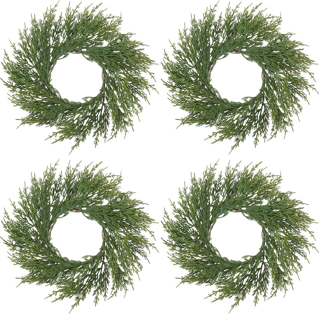 SARO LIFESTYLE Artificial Cypress Wreath - Set of 4, 9.5" x 9.5", Green (10) SARO LIFESTYLE Artificial Cypress Wreath - Set of 4, 9.5" x 9.5", Green (10)