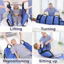 Multipurpose 48" x 40" Positioning Bed Pad with Reinforced Handles - Reusable & Washable Transfer Sheet for Turning, Lifting & Repositioning - Double-Sided Nylon Fabric, Blue