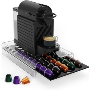 Storage Drawer for Nespresso OriginalLine Coffee Pod Holder for Counter Acrylic Coffee Capsule Organizer - 40 Pods