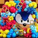 ALL-IN-1 Hedgehog Balloon Arch Kit with BONUS Rings & Starburst Balloons - Red Blue Yellow Balloons Garland for Cartoon Hedgehog Birthday Party Decorations & Party Supplies - Sonic Party Decorations, S