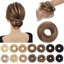 SEGO Human Hair Messy Bun Hairpieces Real Scrunchies Natural Wavy Smoothed Updo Donut Chignon Ponytail Extensions for Women Girls-#4P27 Medium Brown&Dark Blonde (1 Count)