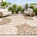 JONATHAN Y Floral Textured Weave Indoor Outdoor Area Rug 9X12 Brown/Cream, Zinnia Modern for Backyard, Patio, Porch, Easy-Cleaning, High Traffic, Pet-Friendly, Non-Shedding (SMB110I-9)