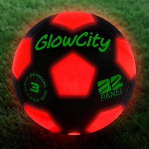 GlowCity Glow in The Dark Soccer Ball | Light Up Indoor/Outdoor Soccer Ball with 2 LED Lights | Pre-Installed Batteries | Fun Gift for Teens