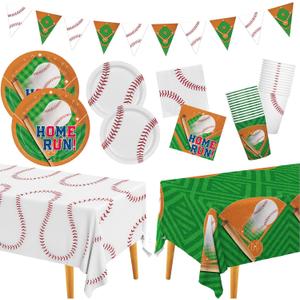 Baseball Party Supplies Kit for 24 - Complete with Dinner & Dessert Plates, Napkins, Cups, Banner & Tablecloth Baseball Birthday & Gameday CelebrationsBaseball Party Decorations & Favors