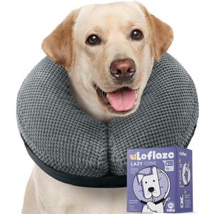 Loflaze Soft Inflatable Dog Cone Collar Alternative After Surgery - Dog Neck Donut E Collar for  Dogs Cats Post Surgery - Recovery Collar to Stop Licking - Grey, XXL 