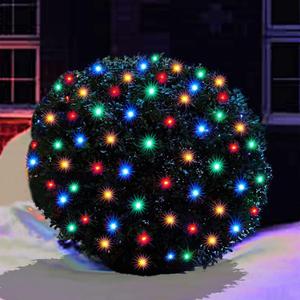 Christmas Net Lights Outdoor,100LED 5ftx5ft Christmas Net Lights With Connectable, Waterproof ,UL Certified and Durable Green Wire For Bushes,Shrubs,Holiday Outdoor Christmas Decorations (Multicolor)