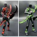 T13 New Action Figure Set (Assembly Completed), 3D Printed Multi-Jointed Movable Titan 13 Dummy Lucky 13 Mobile Robot, Nova 13 Action Figures Desktop Decorations for Game Lovers Toy (Black Red Green