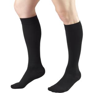 Truform Short Length 20-30 mmHg Compression Stockings for Men and Women, Reduced Length, Closed Toe, Black, Small (short length)