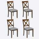 Dining Chairs Set of 4, Upholstered Kitchen Side Chairs with Padded Seat, Walnut Rubber Wood, Ergonomic Design, Easy Assembly, 17" W x 20" D x 36" H