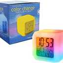 Bhawani Collection Digital Alarm Clock with Automatic 7 Color Changing LED Display Clock Date Time Temperature Digital Clock Alarm Clock Square 778 (Unit-1 Multi Color)