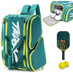 Pickleball Bag - Large Paddle Bag for 4 Paddles & Accessories - Fence Hook, Extra Pockets, Shoe Compartment (15.5"L*9.84"W*22"H, Green) Pickleball Bag - Large Paddle Bag for 4 Paddles & Accessories - Fence Hook, Extra Pockets, Shoe Compartment (15.5"L*9.84"W*22"H, Green)