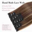 REECHO Clip in Hair Extensions, Hair Extensions Thick Long Lace Weft Lightweight Synthetic Hairpieces for Women (24 Inch-240 Gram(Pack of 5), Medium Brown with Blonde Highlights)