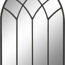 Deco 79 Metal Room Wall Mirror Arched Window Pane Entryway Mirror, Wall Mounted Mirror 30" x 1" x 48", Black