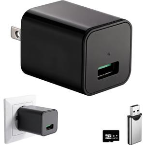 Mini Camera with 64G Card 1080P Small Security Camera Charger with Motion Detection for Indoor (No WiFi)