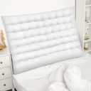 College Dorm Headboard Twin XL Velvet Ultra Thick Cushion Tufted Headboard with Wall Hooks for College Dorm Room Bed Decor, 39.25" x 34" x 3.15"(White)