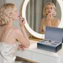 Dandelion Glass Jewelry Box,Velvet Jewelry Organizer with10.1x7.1x3.7 Inches, Jewlry Box for Women Bridesmaid Christmas Teacher Gifts(Black Silver)