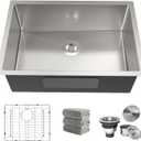 Kitchen Sink 26x18 Inch Undermount Kitchen Sink 16 Gauge Stainless Steel Sinks Single Bowl with Accessories Round Corners Handmade