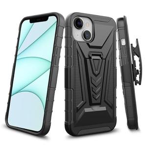 Eaglecell - for Apple iPhone 14 6.1" - Shockproof Phone Case w/Belt Clip Holster - CV1 Black