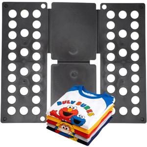 Mini Toddler Shirt Folding Board & Shirt Folder (Ages 1-7), Small Portable Clothes Folder, Build Independence & Fine Motor Skills(Black)