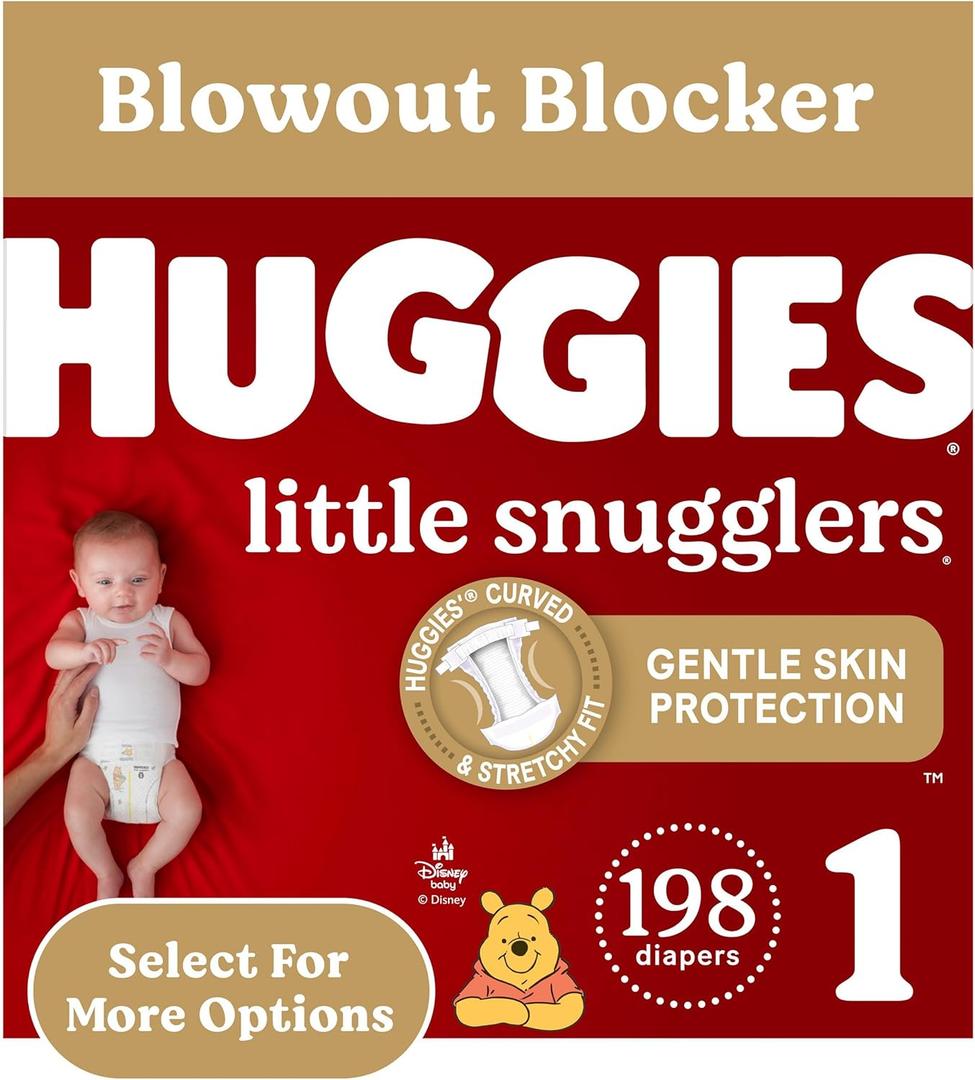 Baby Diapers Size 1 (8-14 lbs), 198ct, Huggies Little Snugglers Newborn Diapers