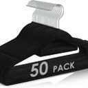 DUDUCOFU Velvet Hangers Non Slip Felt Hangers, 50 Pack Black Velvet Clothes Hangers Space Saving Slim with 360 Degree Swivel Hook for Suits Coats, Jackets, Pants, and Dress Clothes