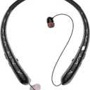 Neckband Bluetooth Headphone, V5.3 Retractable Wireless Earbuds with CVC 8.0 Noise Cancelling Microphone, Lightweight Around the Neck Headphones for Business, Home Office, Gym, Running