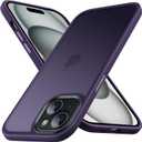 Anqrp Designed for iPhone 15 Translucent Matte Case with Aluminium Alloy Buttons, [Support Wireless Charging] Soft Silicone Slim Anti-Scratch Protective Phone Case Cover, Dark Purple