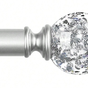 Curtain Rods 32 to 58 Inches (2.6-4.8ft), Antique Silver Single Curtain Rod for Windows, 7/8 Inch Decorative Drapery Rod with Round Clear  Finials