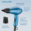 BaBylissPRO Nano Titanium Travel Hair Dryer, 1000 Watt Professional Blow Dryer with Concentrator Nozzle, Foldable Handle, Dual Voltage