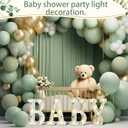 Realspring Baby Shower Sign Babe Marquee LED Letters Battery Operated Light up Centerpieces Glowing Home Table Party Decor for Boy Girl Gender Reveal Birthday, 8.26''(Eucalyptus Leaf Baby,Green)