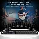 8 Channel UHF Wireless Lapel Microphone System with Headset & Lavalier Mics