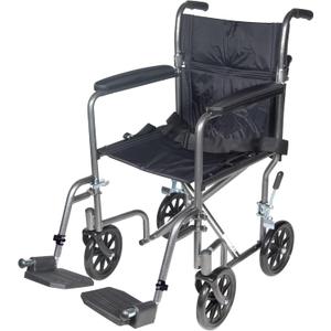 Drive Medical TR37E-SV Lightweight Folding Transport Wheelchair with Swing-Away Footrest, Silver (1 Count (Pack of 1))