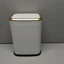 TIPGO Bathroom Trash Can with Lid, 2.1 Gallon / 8 Liter Small Garbage Can, Press Top Bin, Stainless Steel Wastebasket with Pop-Up Lid for Bedroom, Living Room, Office (White)