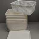 Plastic Storage Baskets with Lid - Plastic Storage Containers Stackable Storage bins: Storage Baskets for Organizing Shelves Drawers Desktop Closet Playroom Classroom Office, 8 Pack-White