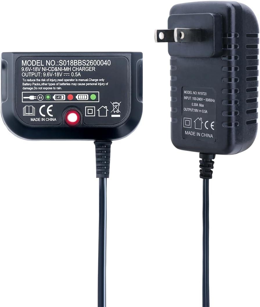 Biswaye 9.6V-18V Multi Volt Battery Charger Compatible with Black & Decker 18V 14.4V 12V 9.6V NiCD NiMH Battery HPB18-OPE HPB18 HPB14 HPB12 HPB96 244760-00 A1718 FS18FL FSB18
