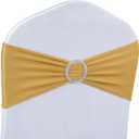 Spandex Chair Sashes Bows - Babenest 100PCS Premium Stretch Chair Cover Band with Buckle Slider Universal Elastic Chair Ties for Wedding Easter Party Ceremony Reception Banquet Decoration (Gold)