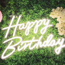 SUNLUMI Happy Birthday Neon Sign Large, 22.4 x 13.3in Happy Birthday Led Light Up Sign for Backdrop Party Wall Decor, Birthday Decorations Sign with 12V Adapter Adjustable Brightness, Warm-white L