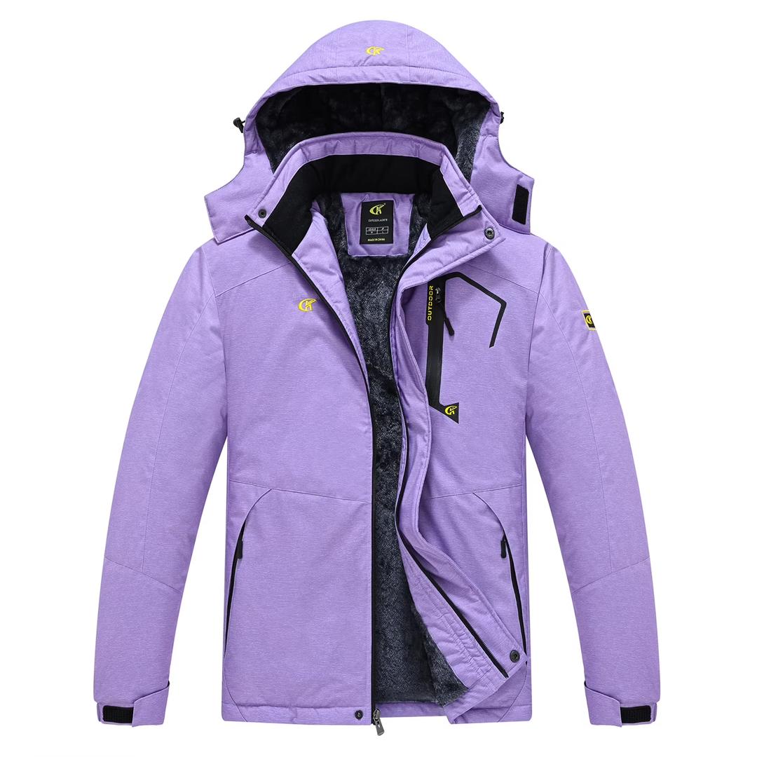 Tyhengta Men's Waterproof Ski Jacket Warm Winter Snow Coat Mountain Windbreaker Hooded Raincoat Cation Purple XXL