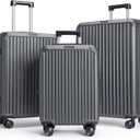 LIGHT FLIGHT Luggage Sets, Durable Hard Shell 3 Piece Set Suitcase with Spinner Wheels, Hardside Lightweight Luggage set with TSA Lock, Large Travel Luggage Set (20" 24" 28"), Glacier Gray